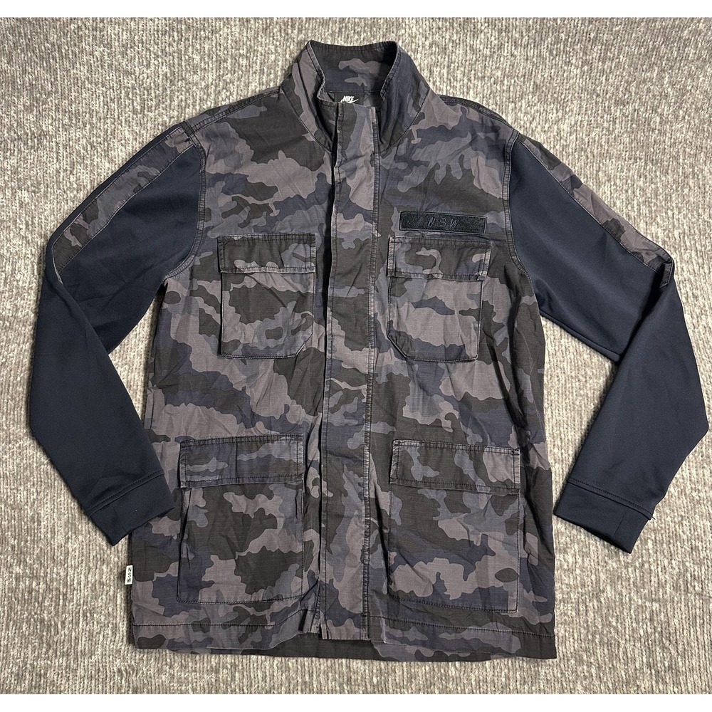 Nike Men's SPORTSWEAR NSW CAMO Lightweight Jacket Dark Obsidian 928621-475 Sz L